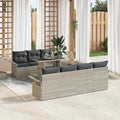 vidaXL Zestaw Sof na Ogród z poduszką 8 pcs Jasnoszary Rattan poli
