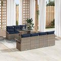 vidaXL Zestaw Sof na Ogród z poduszką 8 pcs Szary Rattan poli