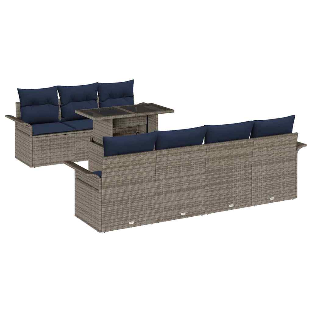 vidaXL Zestaw Sof na Ogród z poduszką 8 pcs Szary Rattan poli