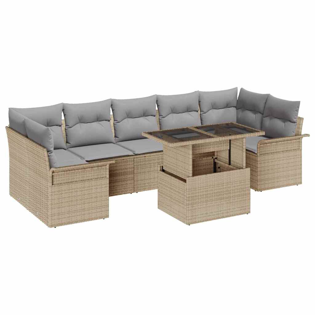 vidaXL Zestaw Sof na Ogród z poduszką 8 pcs Beżowy Polirattan