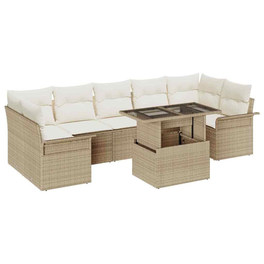vidaXL Zestaw Sof na Ogród z poduszką 8 pcs Beżowy Rattan poli