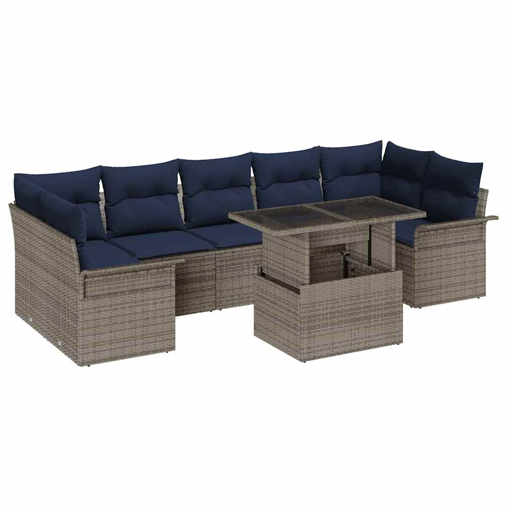vidaXL Zestaw Sof na Ogród z poduszką 8 pcs Szary Rattan poli