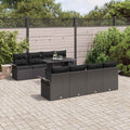 vidaXL Zestaw Sof na Ogród z poduszką 9 pcs Czarny Rattan poli