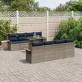 vidaXL Zestaw Sof na Ogród z poduszką 9 pcs Szary Rattan poli