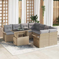 vidaXL Zestaw Sof na Ogród z poduszką 9 pcs Beżowy Rattan poli