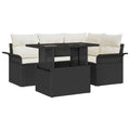 vidaXL Zestaw Sof na Ogród z poduszką 5 pcs Czarny Rattan poli