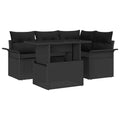 vidaXL Zestaw Sof na Ogród z poduszką 5 pcs Czarny Rattan poli