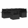 vidaXL Zestaw Sof na Ogród z poduszką 6 pcs Czarny Rattan poli