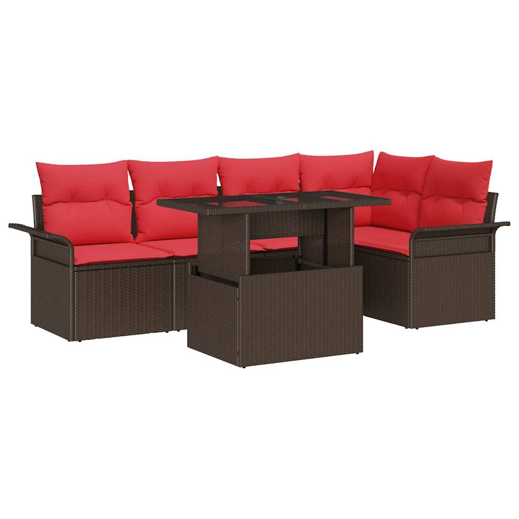 vidaXL Zestaw Sof na Ogród z poduszką 6 pcs Brązowy Rattan poli