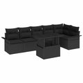 vidaXL Zestaw Sof na Ogród z poduszką 7 pcs Czarny Polirattan