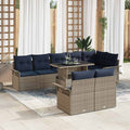vidaXL Zestaw Sof na Ogród z poduszką 9 pcs Szary Rattan poli
