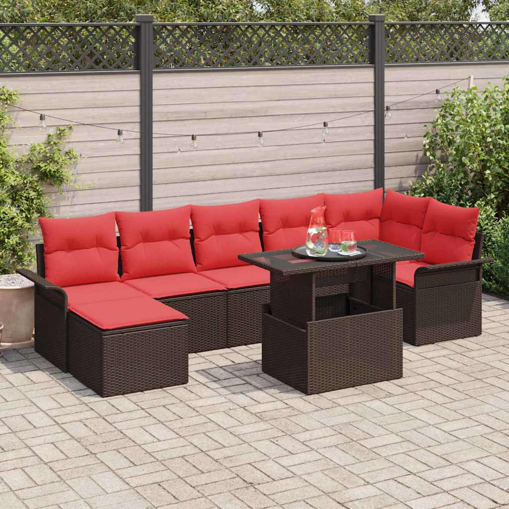 vidaXL Zestaw Sof na Ogród z poduszką 8 pcs Brązowy Rattan poli