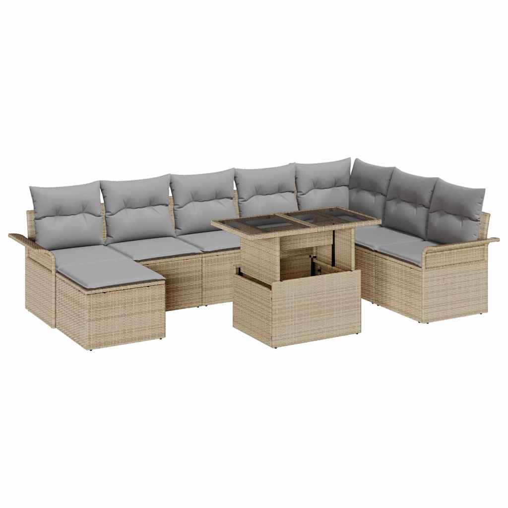 vidaXL Zestaw Sof na Ogród z poduszką 9 pcs Beżowy i jasnoszary