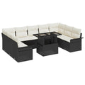 vidaXL Zestaw Sof na Ogród z poduszką 10 pcs Czarny Rattan poli