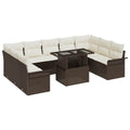 vidaXL Zestaw Sof na Ogród z poduszką 10 pcs Brązowy Rattan poli