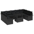 vidaXL Zestaw Sof na Ogród z poduszką 10 pcs Czarny Rattan poli