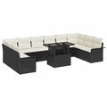 vidaXL Zestaw Sof na Ogród z poduszką 11 pcs Czarny Rattan poli
