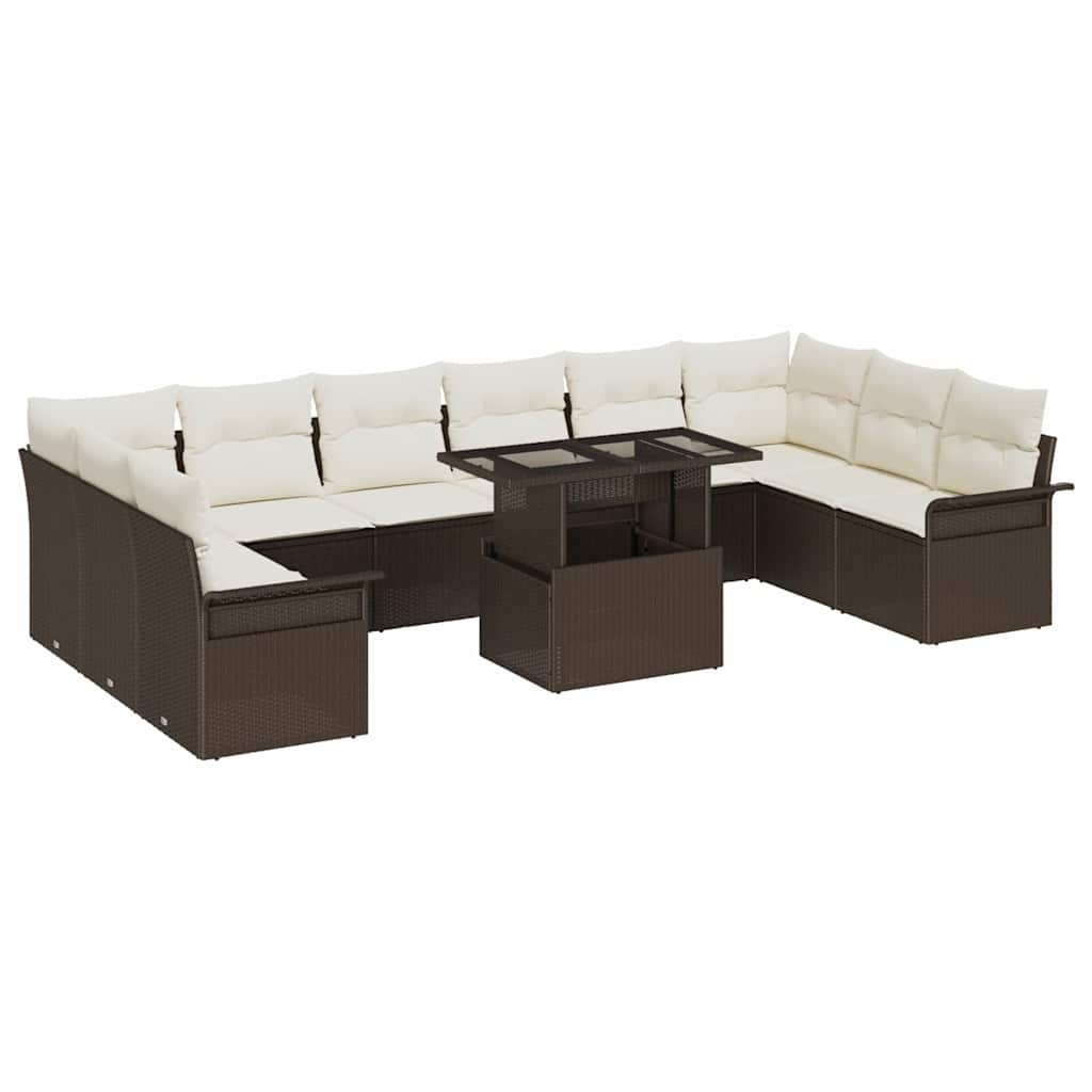 vidaXL Zestaw Sof na Ogród z poduszką 11 pcs Brązowy Rattan poli