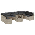vidaXL Zestaw Sof na Ogród z poduszką 11 pcs Jasnoszary Rattan poli
