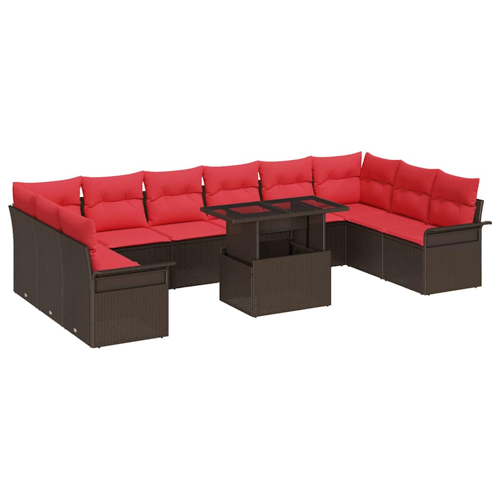 vidaXL Zestaw Sof na Ogród z poduszką 11 pcs Brązowy Rattan poli