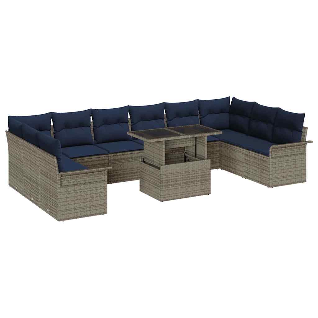 vidaXL Zestaw Sof na Ogród z poduszką 11 pcs Szary Rattan poli