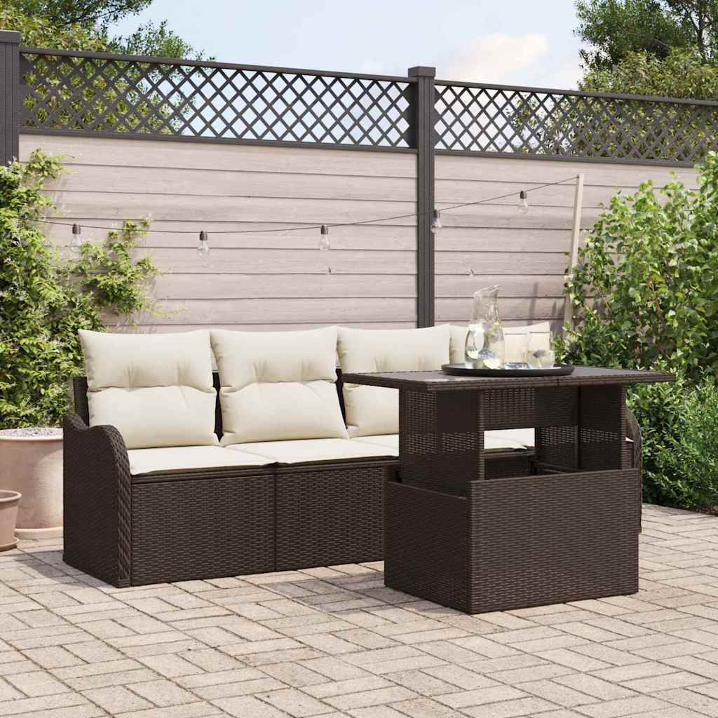 vidaXL Zestaw Sof na Ogród z poduszką 5 pcs Brązowy Rattan poli