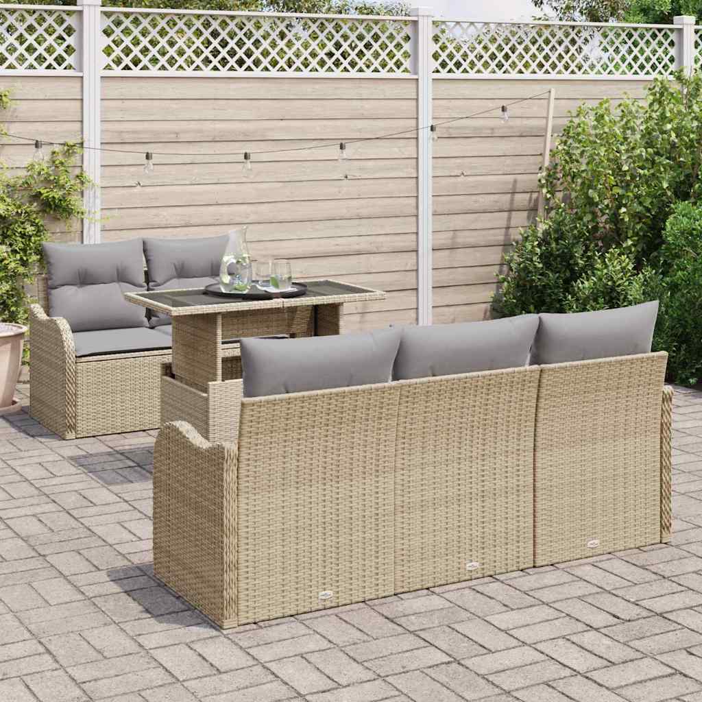 vidaXL Zestaw Sof na Ogród z poduszką 6 pcs Beżowy Rattan poli