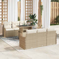 vidaXL Zestaw Sof na Ogród z poduszką 7 pcs Beżowy Rattan poli