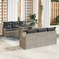 vidaXL Zestaw Sof na Ogród z poduszką 7 pcs Jasnoszary Rattan poli