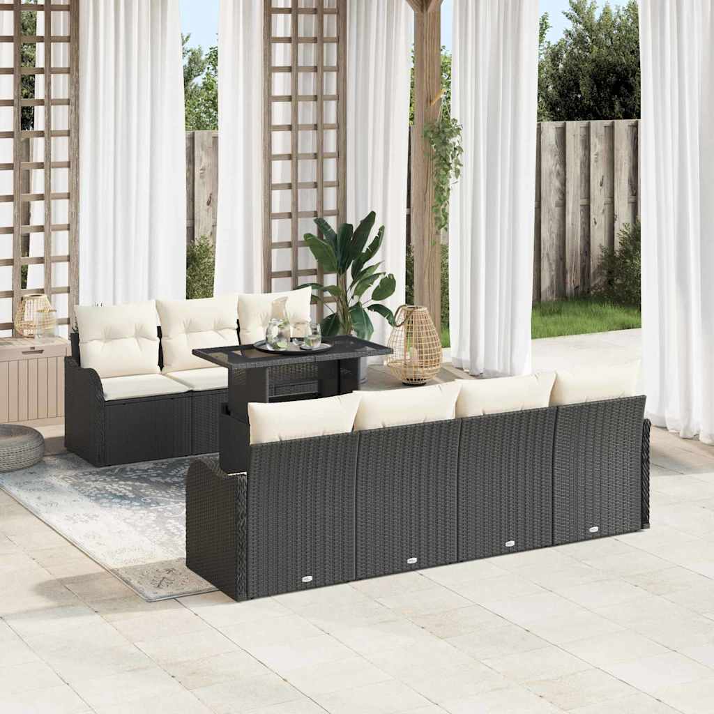vidaXL Zestaw Sof na Ogród z poduszką 8 pcs Czarny Rattan poli