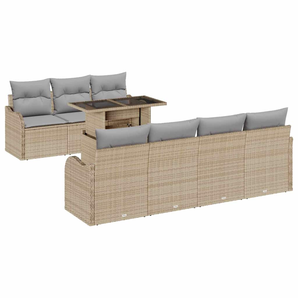 vidaXL Zestaw Sof na Ogród z poduszką 8 pcs Beżowy Rattan poli