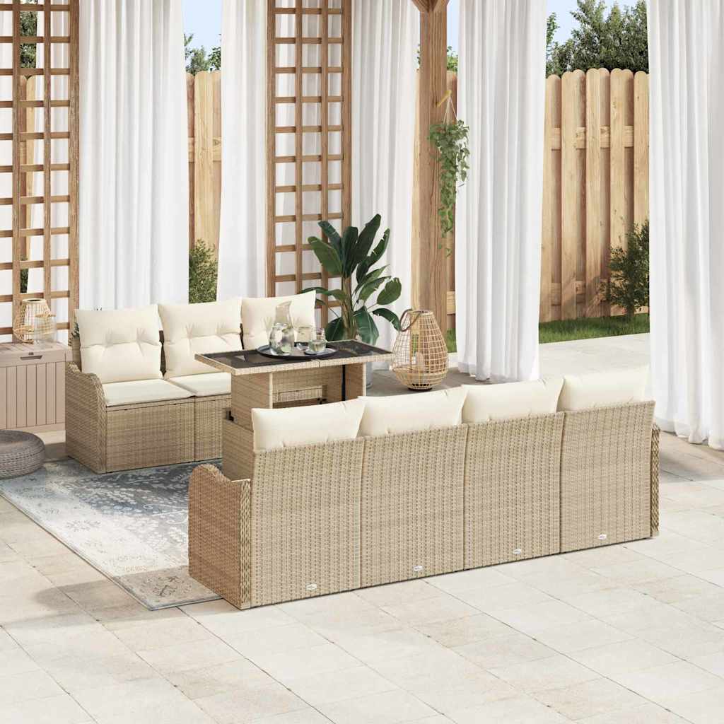 vidaXL Zestaw Sof na Ogród z poduszką 8 pcs Beżowy Rattan poli