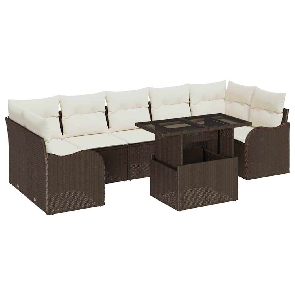 vidaXL Zestaw Sof na Ogród z poduszką 8 pcs Brązowy Rattan poli