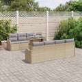vidaXL Zestaw Sof na Ogród z poduszką 9 pcs Beżowy Rattan poli