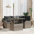 vidaXL Zestaw Sof na Ogród z poduszką 5 pcs Szary Rattan poli