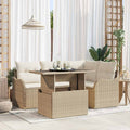 vidaXL Zestaw Sof na Ogród z poduszką 5 pcs Beżowy Rattan poli