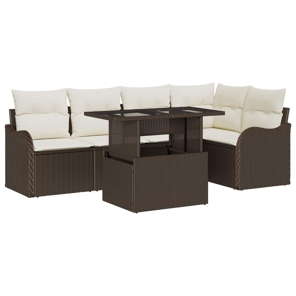 vidaXL Zestaw Sof na Ogród z poduszką 6 pcs Brązowy Rattan poli