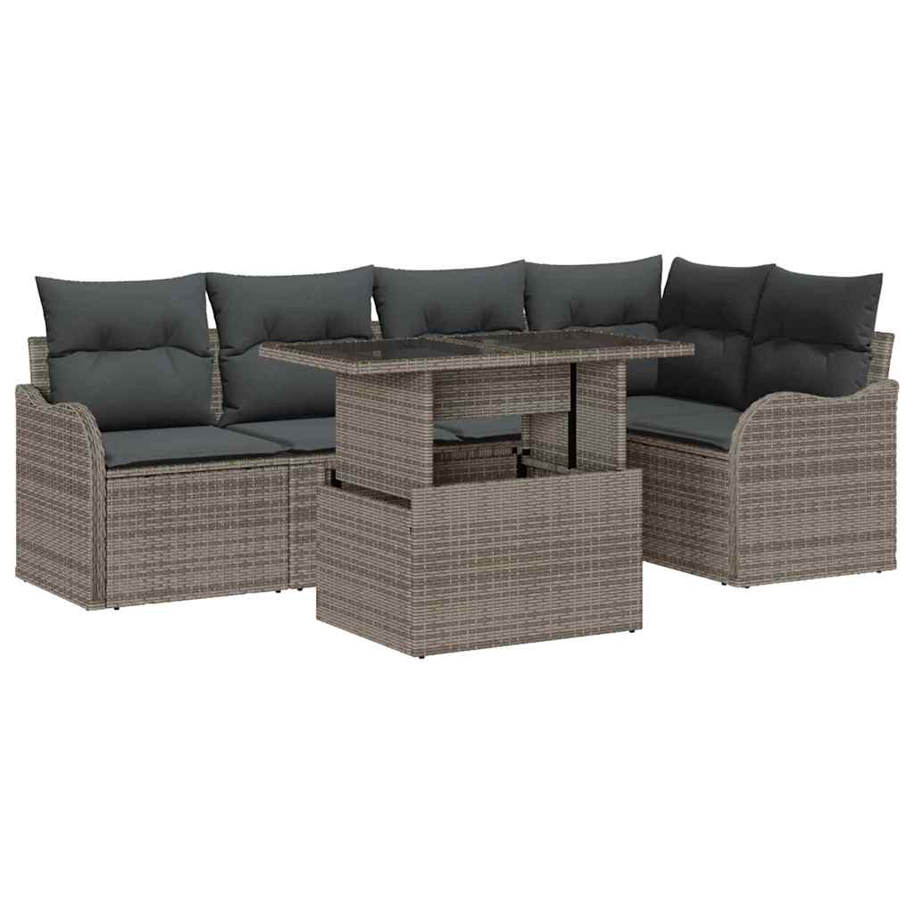 vidaXL Zestaw Sof na Ogród z poduszką 6 pcs Szary Rattan poli