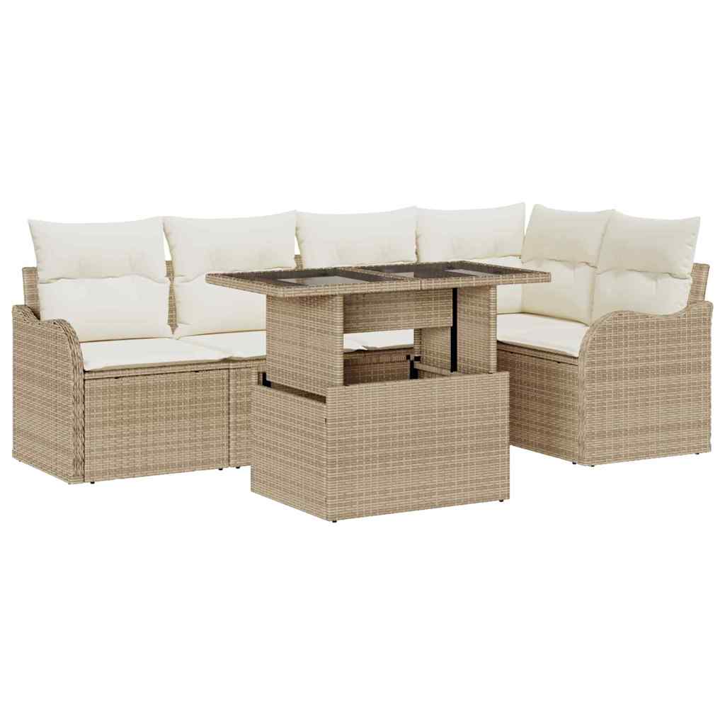 vidaXL Zestaw Sof na Ogród z poduszką 6 pcs Beżowy Rattan poli