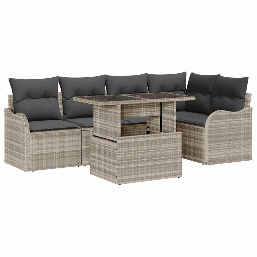 vidaXL Zestaw Sof na Ogród z poduszką 6 pcs Jasnoszary Rattan poli