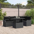 vidaXL Zestaw Sof na Ogród z poduszką 6 pcs Czarny Rattan poli