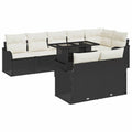 vidaXL Zestaw Sof na Ogród z poduszką 9 pcs Czarny Rattan poli
