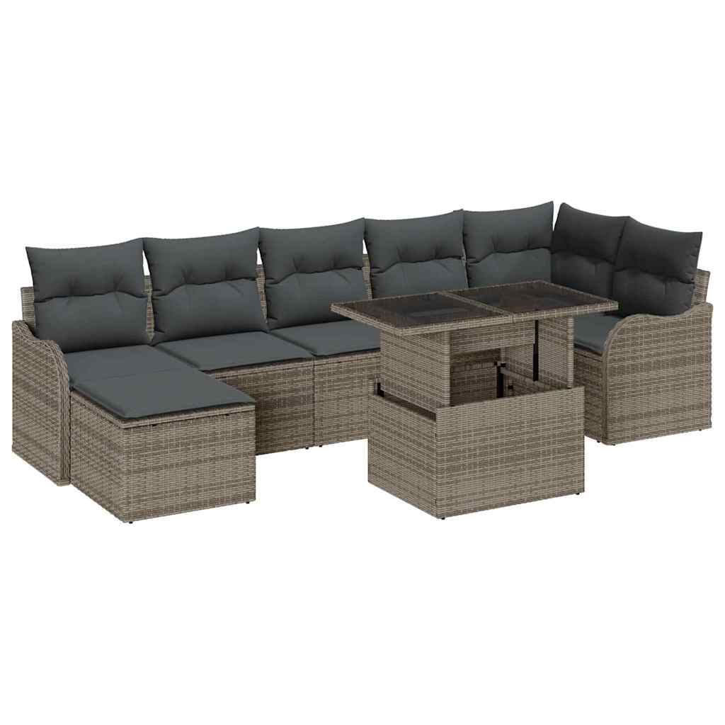 vidaXL Zestaw Sof na Ogród z poduszką 8 pcs Szary Rattan poli