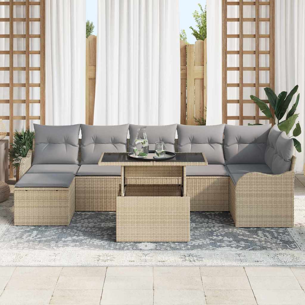 vidaXL Zestaw Sof na Ogród 8 szt. Beżowy [Syntetyczny]: Rattan poli