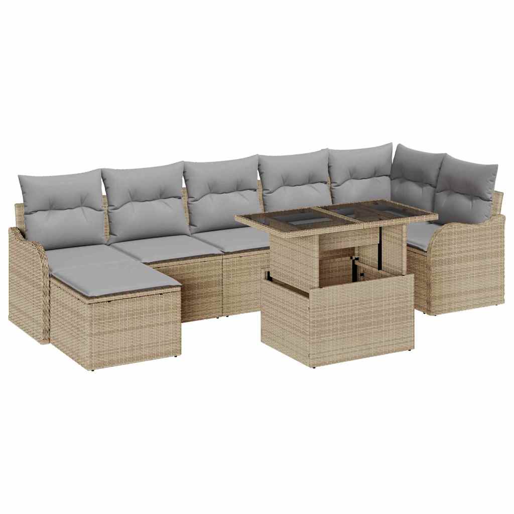 vidaXL Zestaw Sof na Ogród 8 szt. Beżowy [Syntetyczny]: Rattan poli