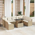 vidaXL Zestaw Sof na Ogród z poduszką 10 pcs Beżowy Rattan poli