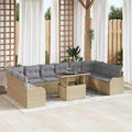 vidaXL Zestaw Sof na Ogród z poduszką 11 pcs Beżowy Rattan poli