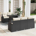 vidaXL Zestaw Sof na Ogród z poduszką 6 pcs Czarny Rattan poli