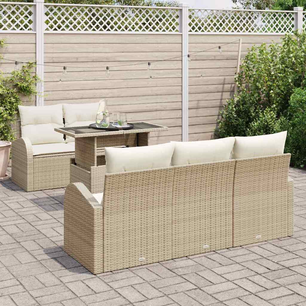 vidaXL Zestaw Sof na Ogród z poduszką 6 pcs Beżowy Rattan poli