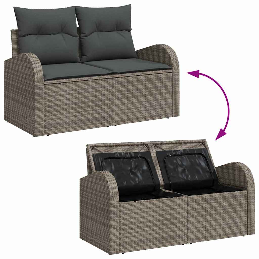 vidaXL Zestaw Sof na Ogród z poduszką 7 pcs Szary Rattan poli